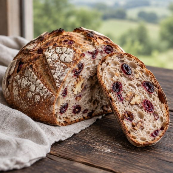 Generated cranberry walnut sourdough image